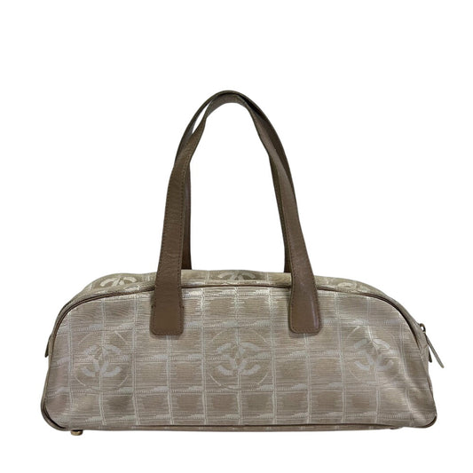 CHANEL Handbag A15828 Nylon, Leather beige New travel Mini Boston