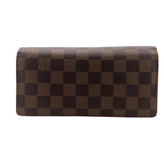 LOUIS VUITTON Long Wallet Purse N60017 leather Brown Zip Around Damier Ebene Portefeuille Brazza mens
