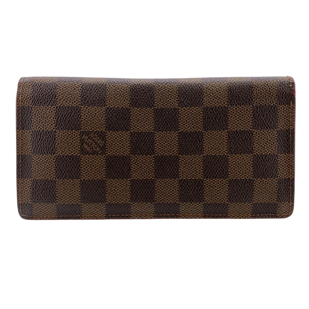 LOUIS VUITTON Long Wallet Purse N60017 leather Brown Zip Around Damier Ebene Portefeuille Brazza mens