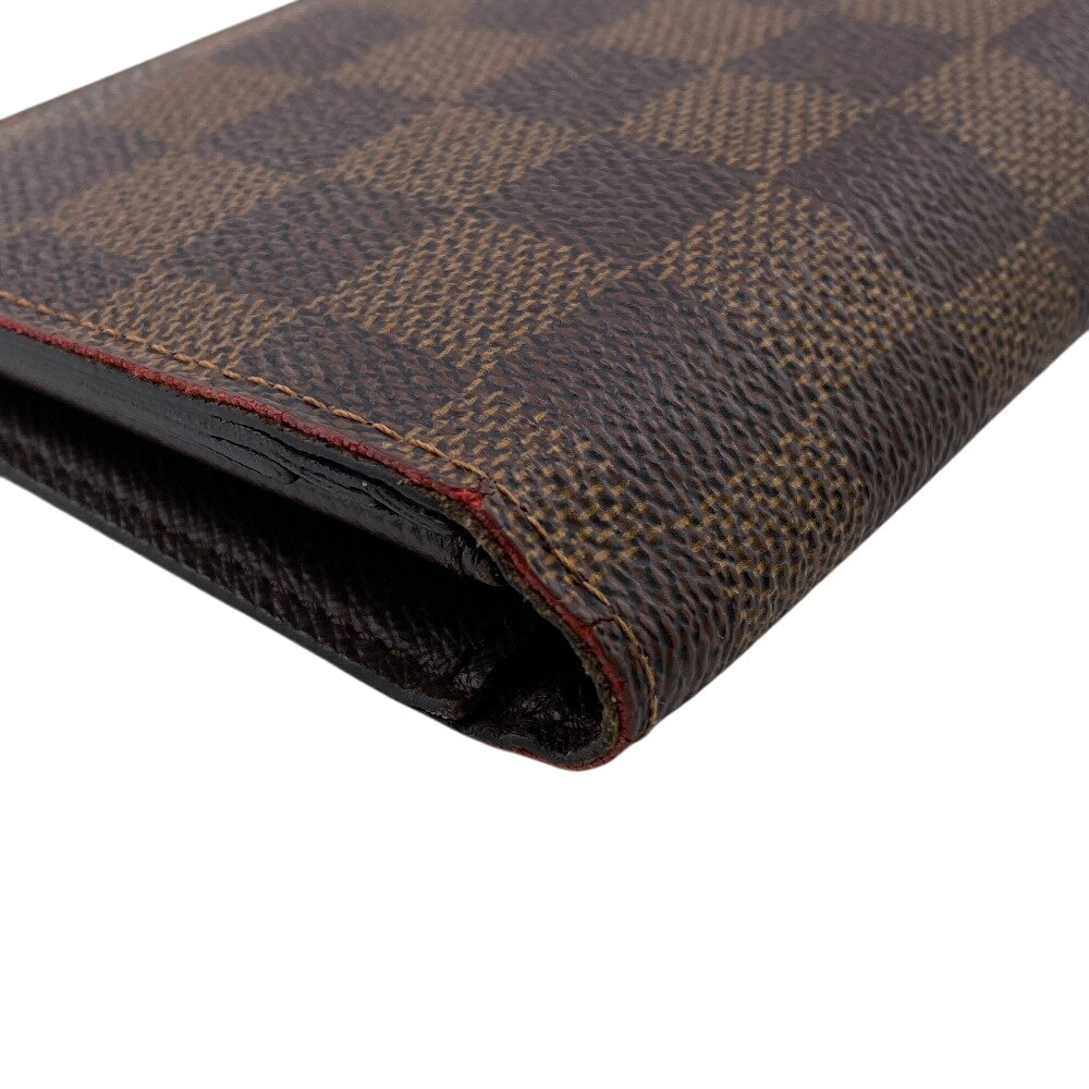 LOUIS VUITTON Long Wallet Purse N60017 leather Brown Zip Around Damier Ebene Portefeuille Brazza mens