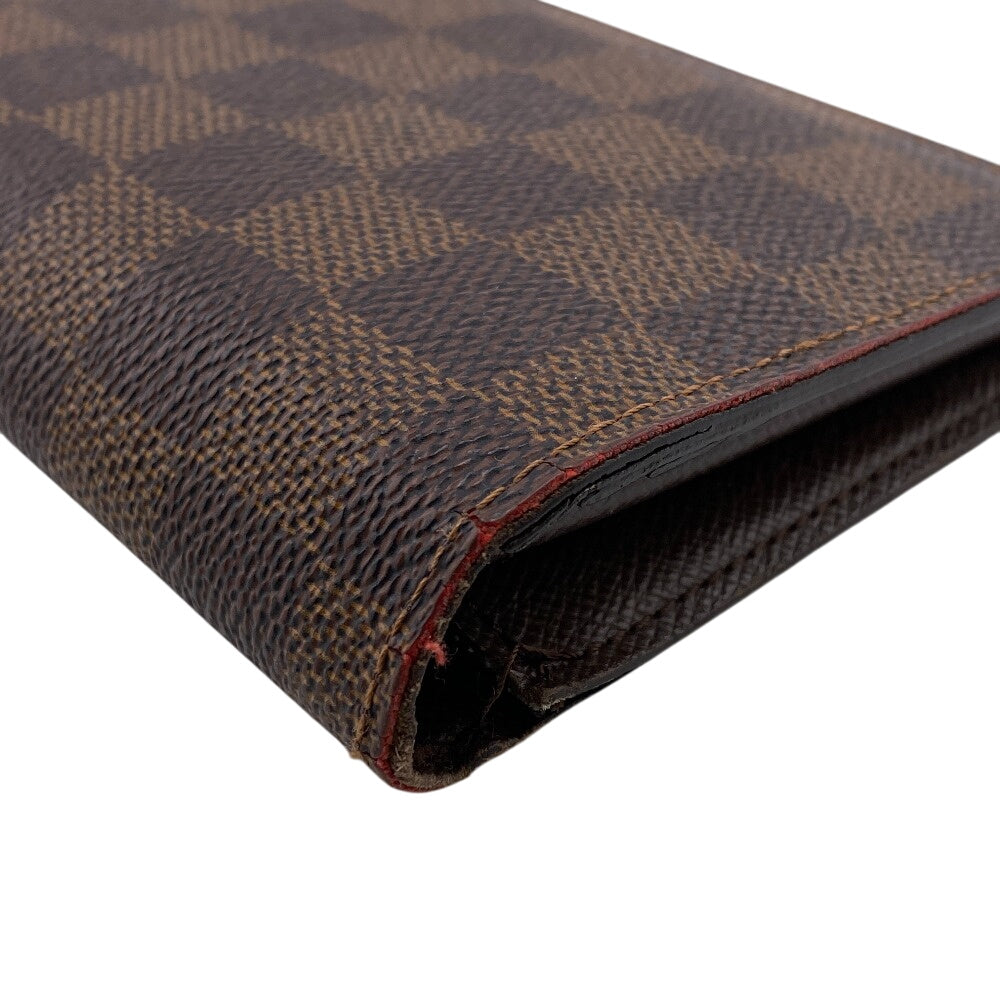 LOUIS VUITTON Long Wallet Purse N60017 leather Brown Zip Around Damier Ebene Portefeuille Brazza mens