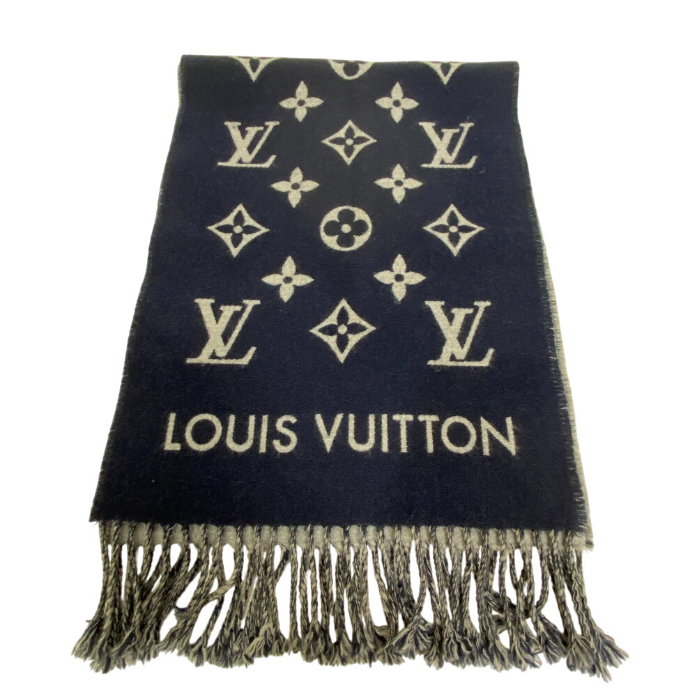 LOUIS VUITTON Scarf M79130 wool Navy Monogram All About