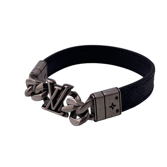 LOUIS VUITTON Bangle M8828E leather Silver Reversible bracelet Monogram Eclipse Bracelet LV Dimension Women(Unisex)