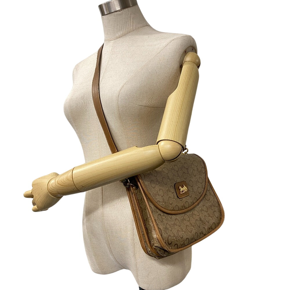 CELINE Shoulder Bag leather beige   Carriage Metal Women