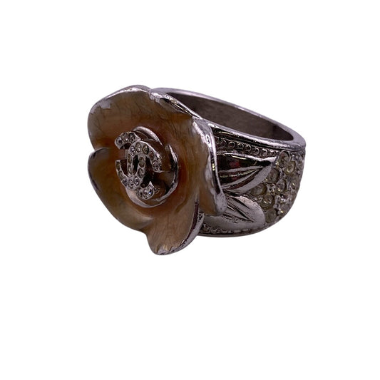 CHANEL Ring Rhinestone Orange Camelia 12å·
