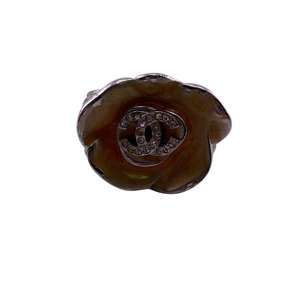 CHANEL Ring Rhinestone Orange Camelia 12å·