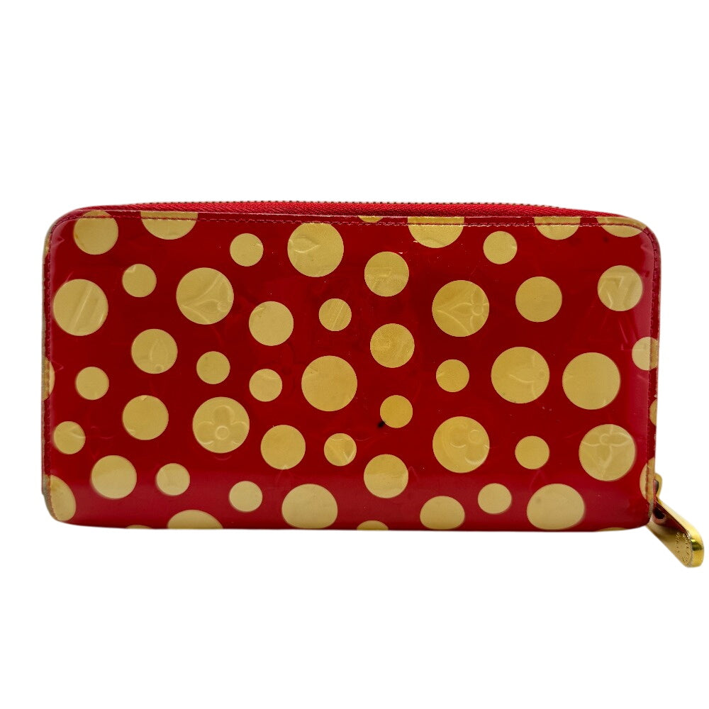 LOUIS VUITTON Long Wallet Purse M91572 Monogram Vernis Red Dot infinity Zippy wallet