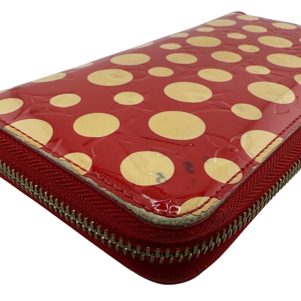 LOUIS VUITTON Long Wallet Purse M91572 Monogram Vernis Red Dot infinity Zippy wallet