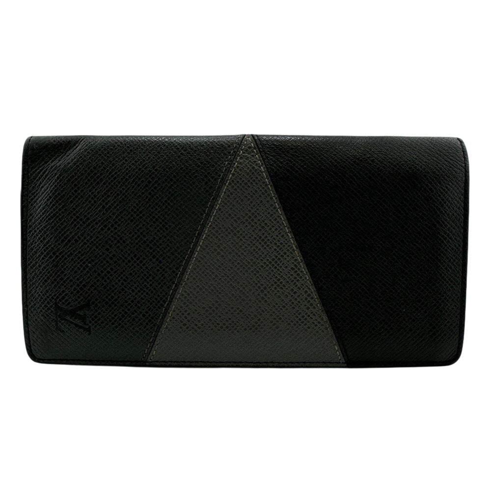 LOUIS VUITTON Long Wallet Purse M30715 Taiga, Leather black Taiga Portefeuille BrazzaNM