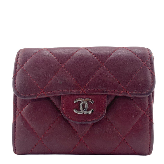 CHANEL Coin case lambskin Red type Matrasse