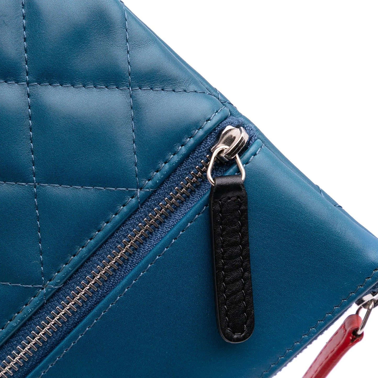 Blue Chanel Quilted Lambskin Multi Zip Case Clutch