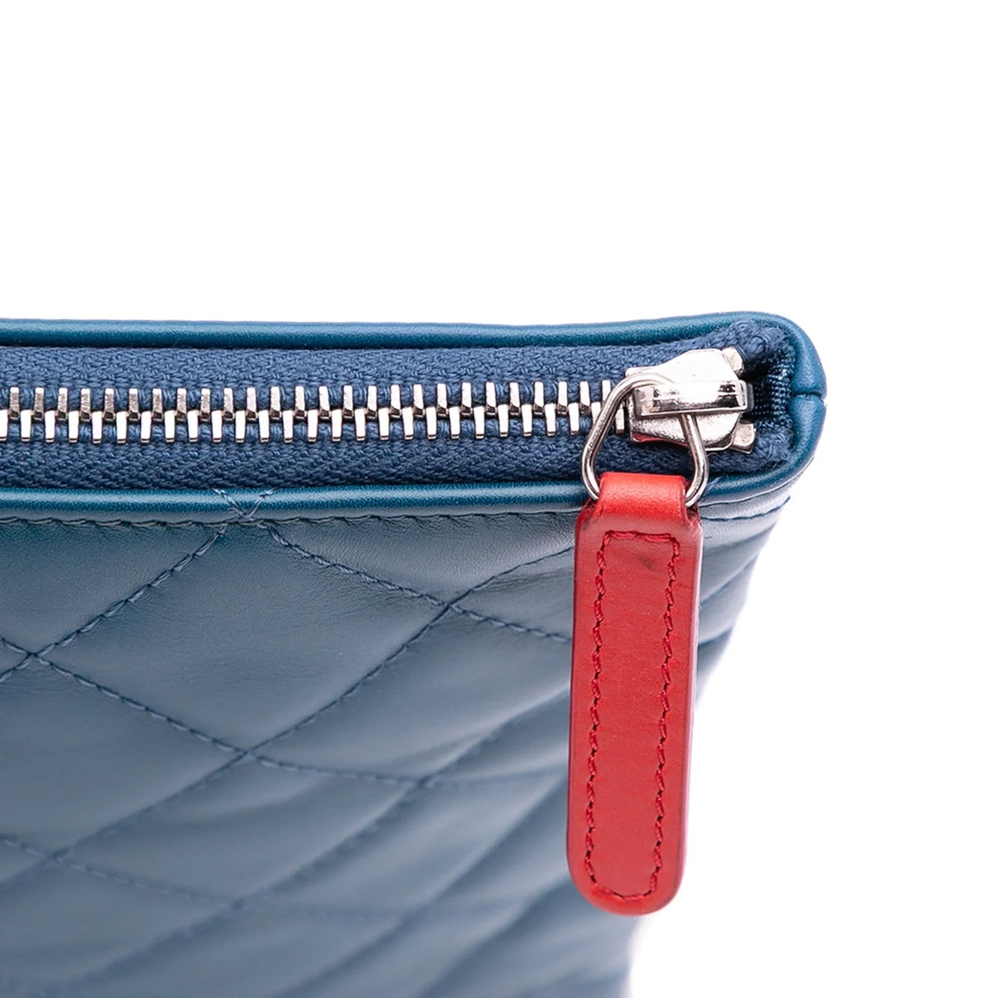 Blue Chanel Quilted Lambskin Multi Zip Case Clutch