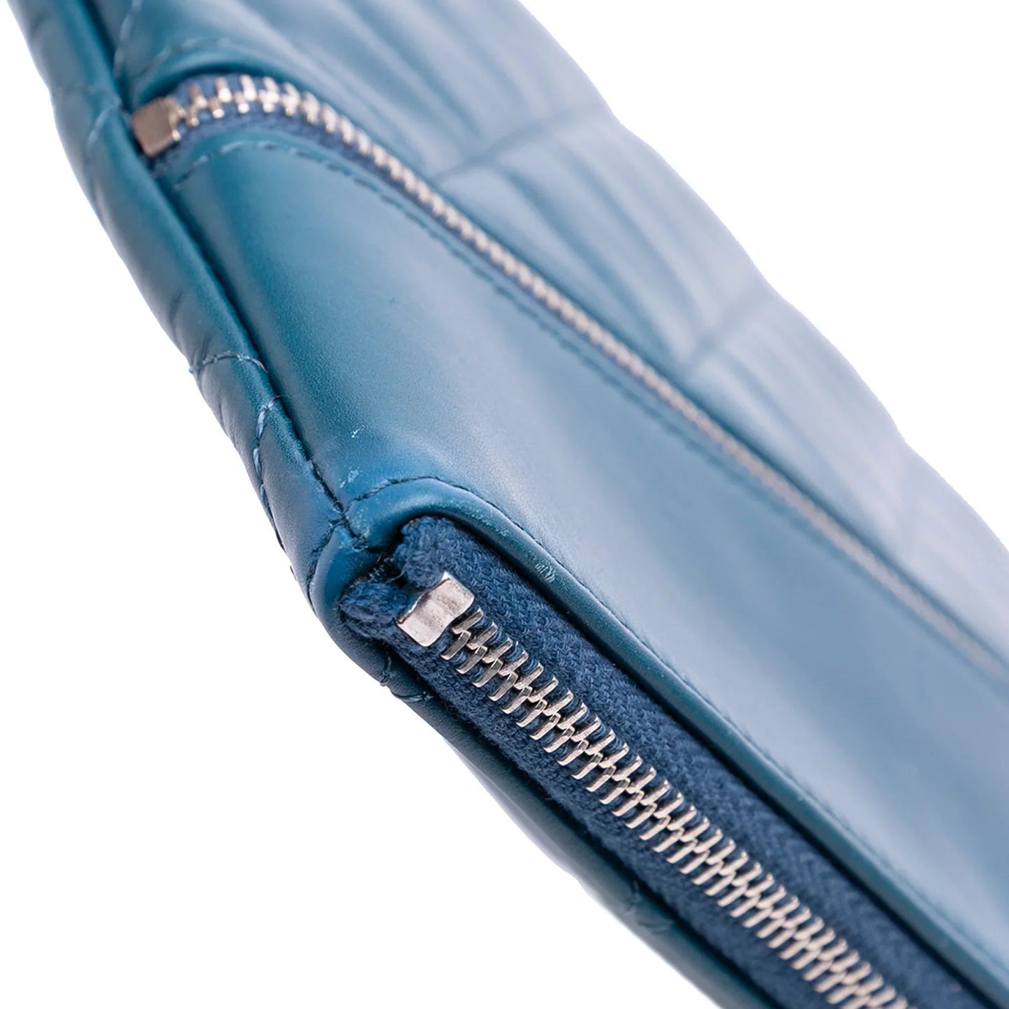 Blue Chanel Quilted Lambskin Multi Zip Case Clutch