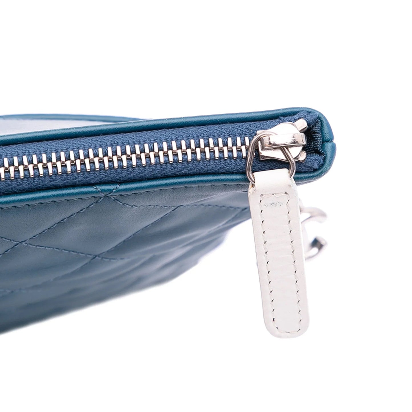 Blue Chanel Quilted Lambskin Multi Zip Case Clutch