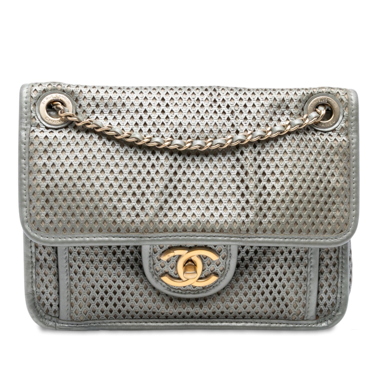 Silver Chanel Small Perforated Calfskin Up In The Air Flap Shoulder Bag