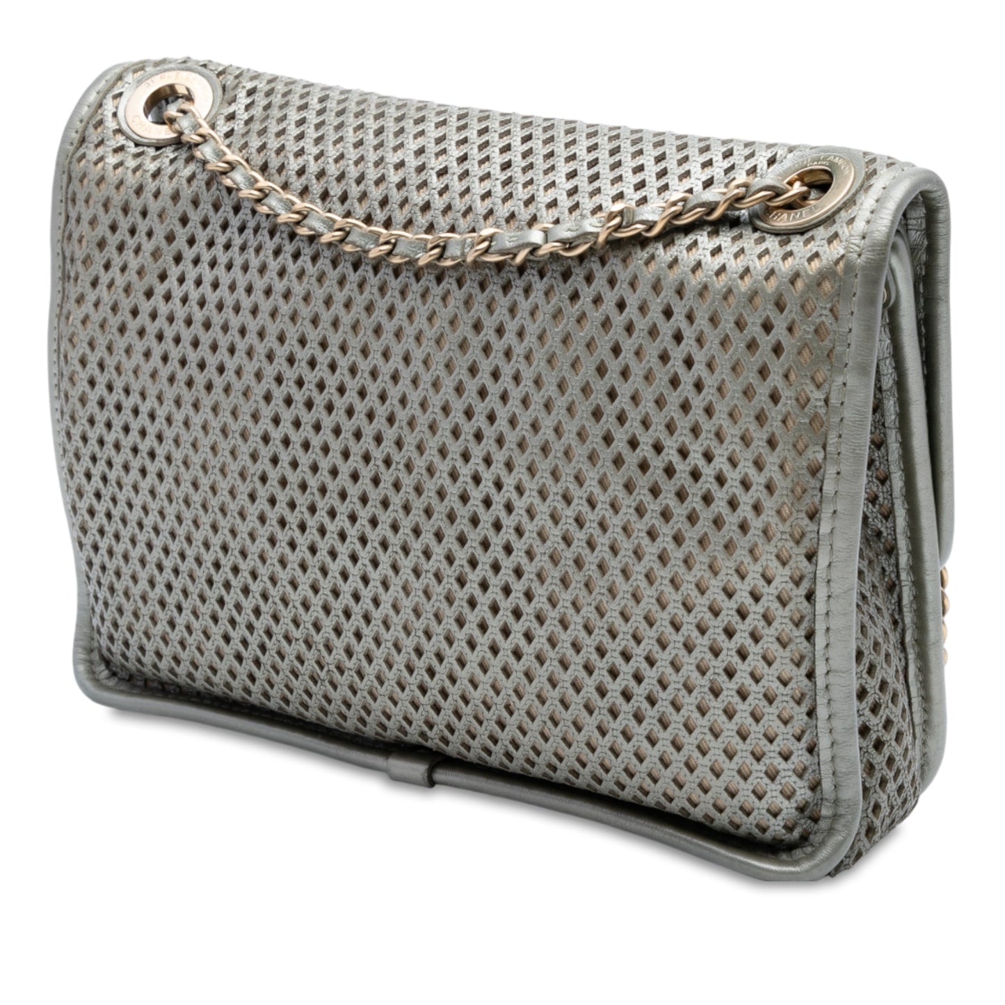 Silver Chanel Small Perforated Calfskin Up In The Air Flap Shoulder Bag