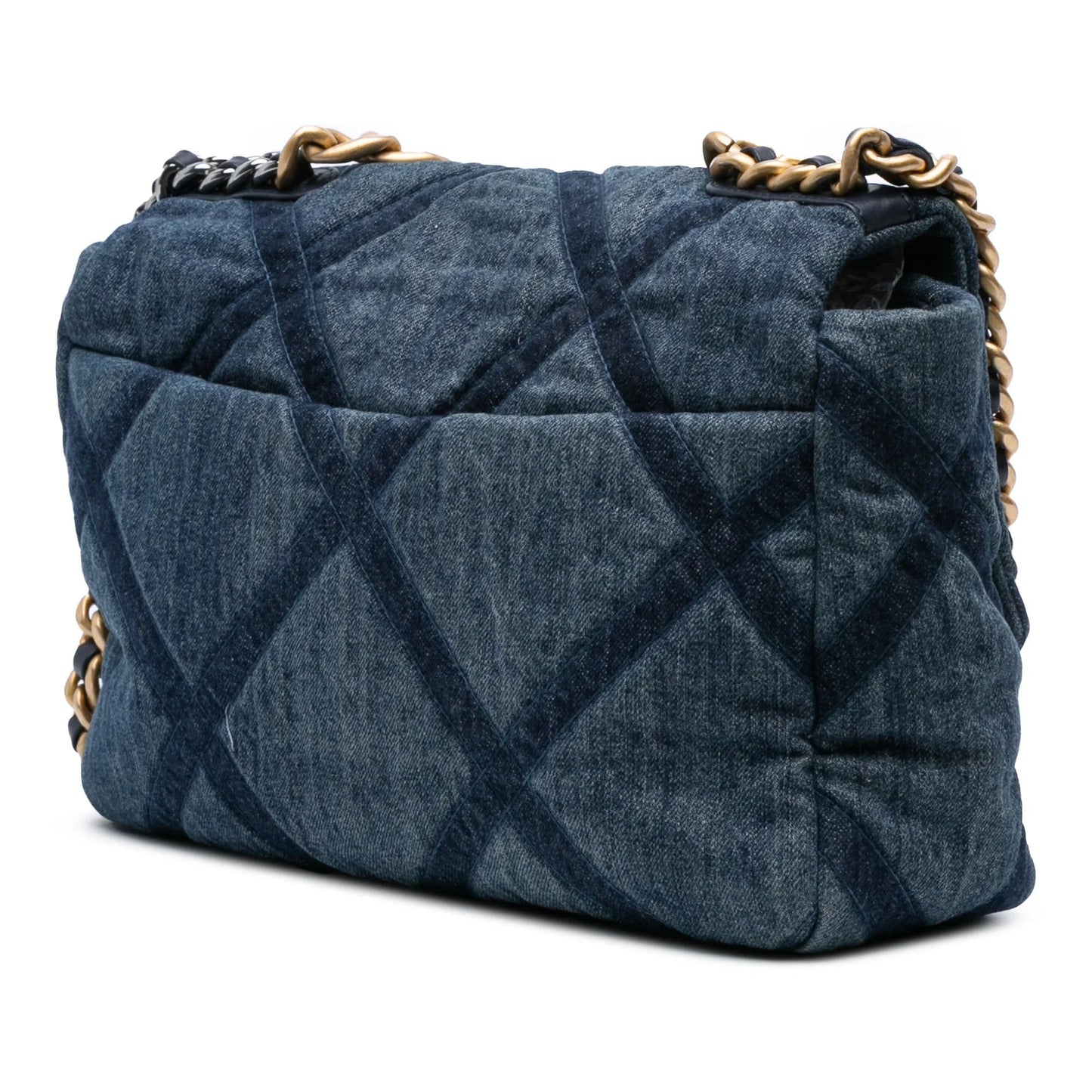Blue Chanel Large Denim 19 Flap Satchel