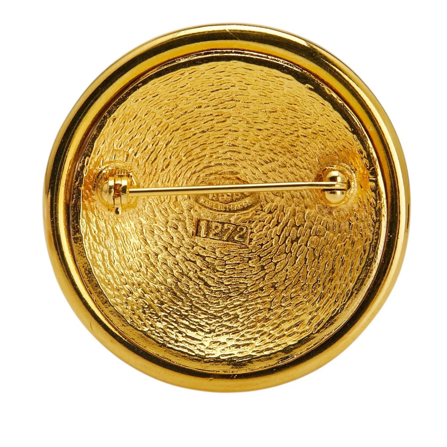 Gold Chanel Gold Plated and Silver Plated CC Round Brooch