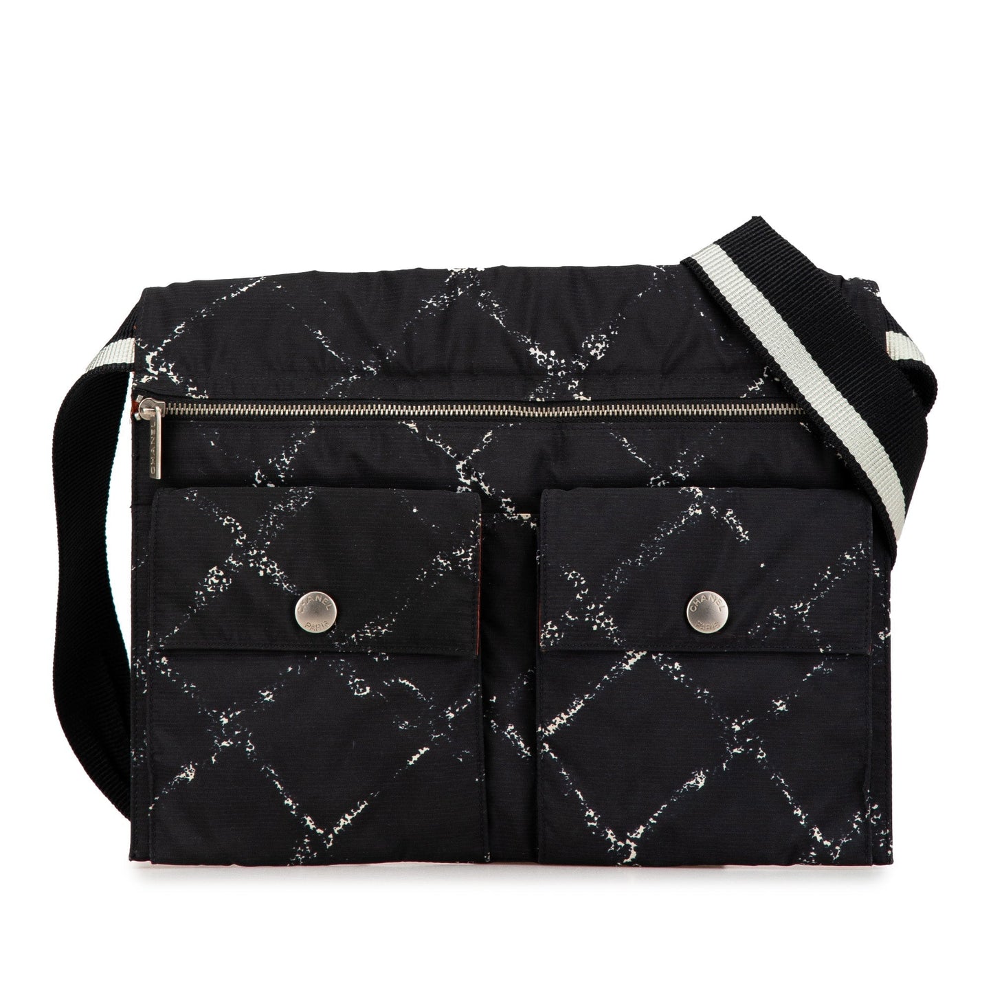 Black Chanel Old Travel Line Nylon Belt Bag