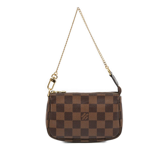Brown Louis Vuitton Damier Ebene Mini Pochette Accessoires Handbag
