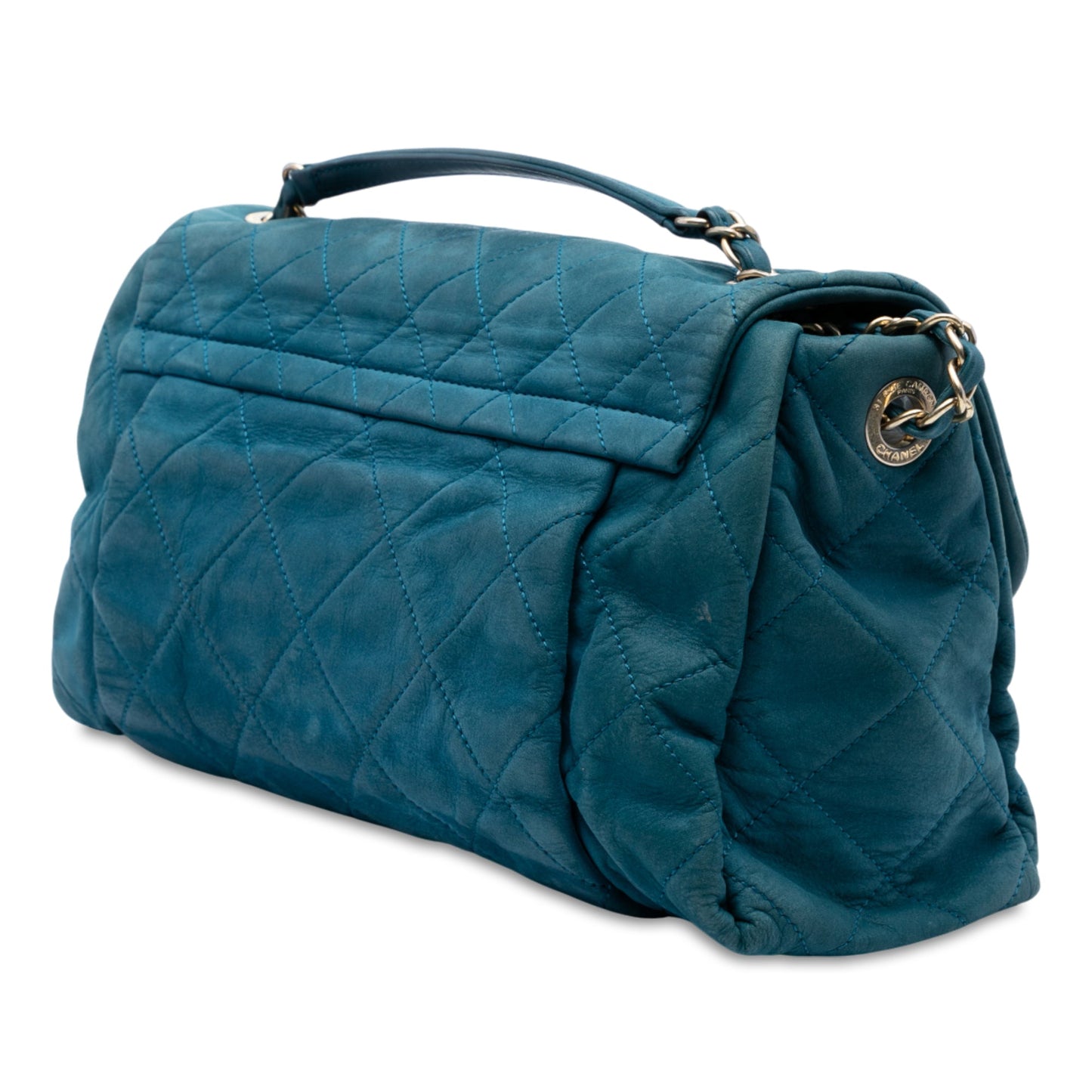 Blue Chanel Large Quilted Iridescent Calfskin Chic Quilt Flap Shoulder Bag