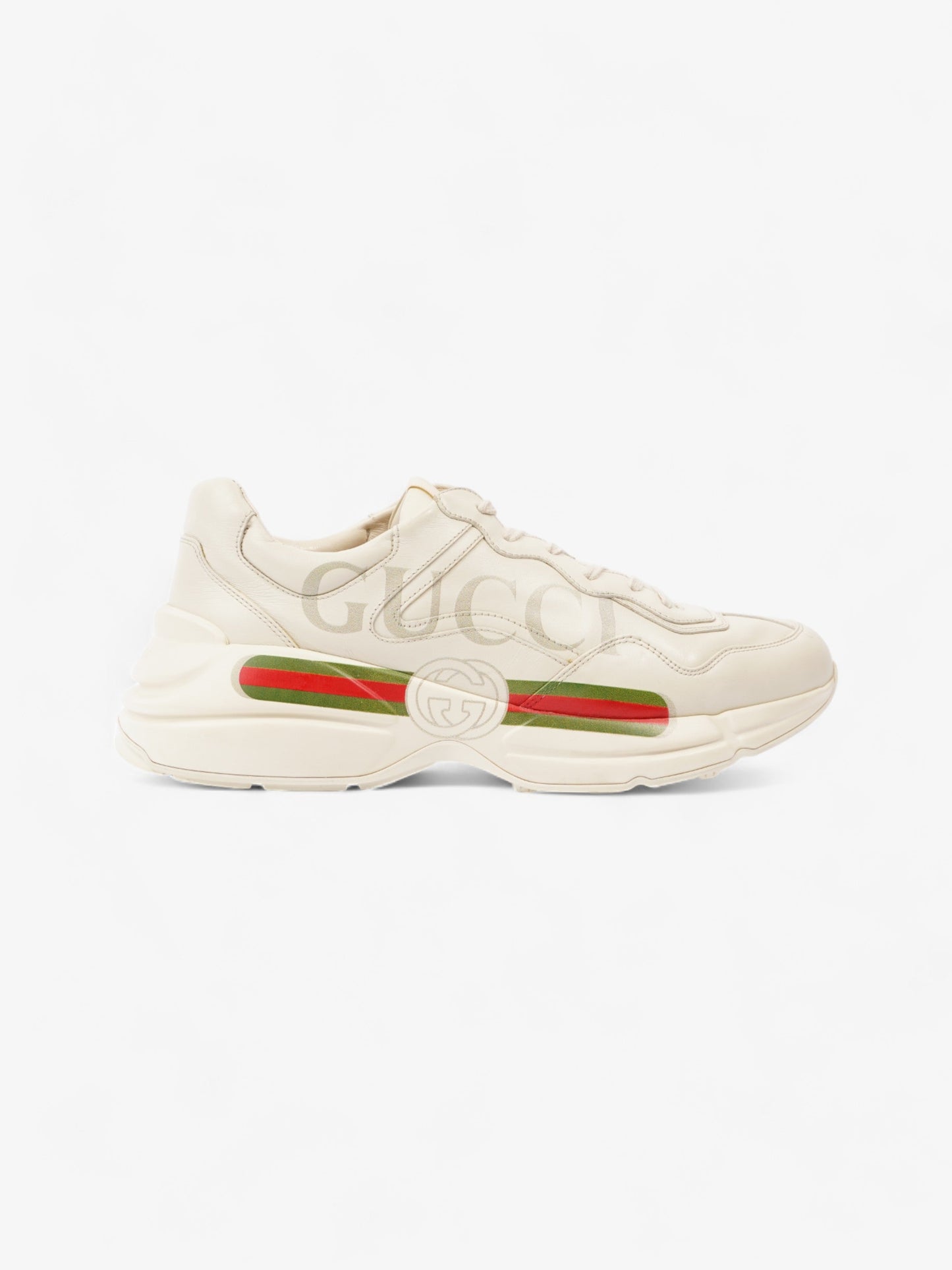 Gucci Rhyton Logo Ivory /   Stripe Leather EU 45 UK 11
