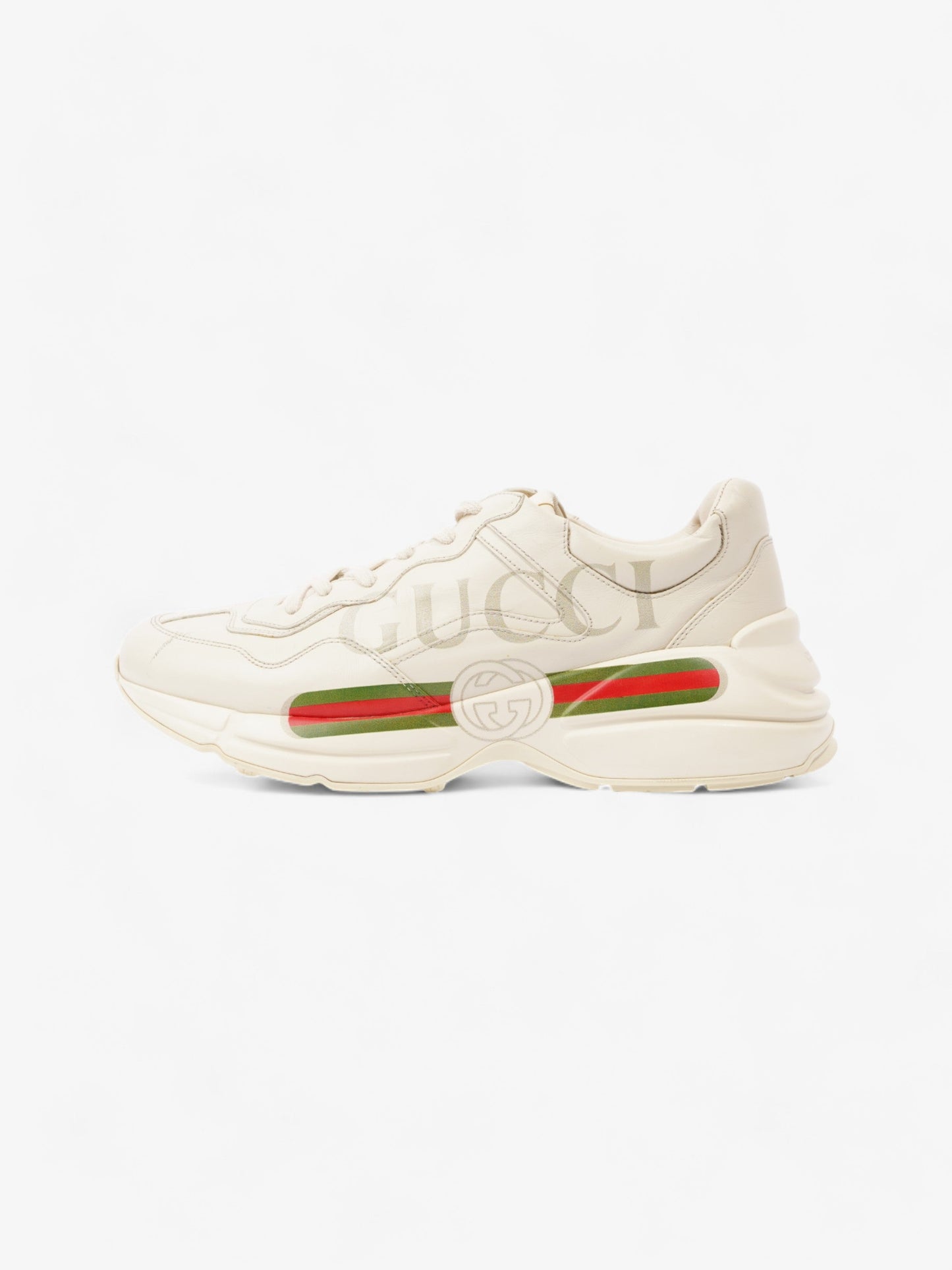 Gucci Rhyton Logo Ivory /   Stripe Leather EU 45 UK 11