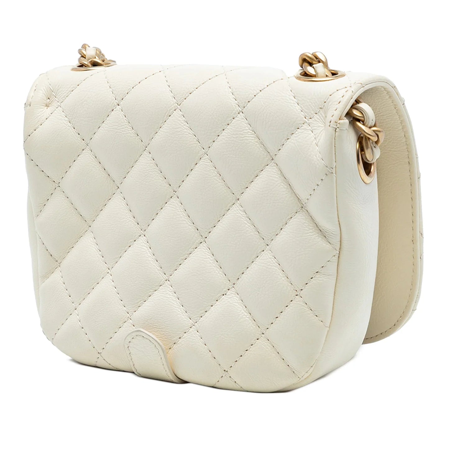 White Chanel Small CC Quilted Calfskin Messenger Flap Crossbody Bag