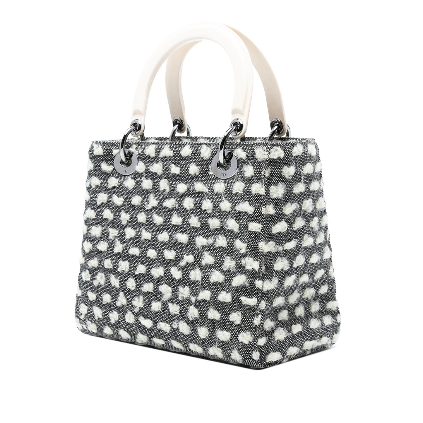 Gray Dior Medium Tweed Lady Dior Satchel