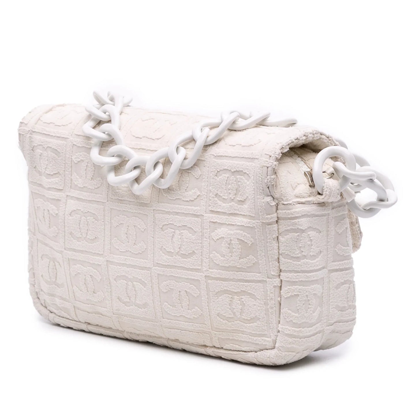 White Chanel Terry Cloth Sport Line Flap Shoulder Bag