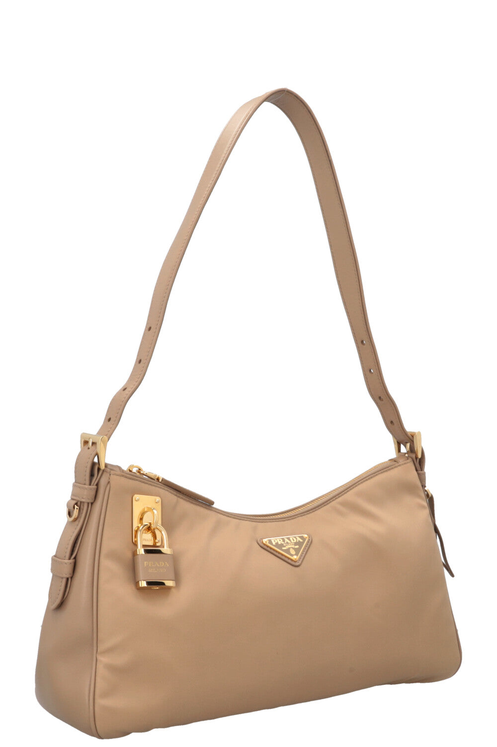 PRADA Aimée Large Re-Nylon Shoulder Bag Beige