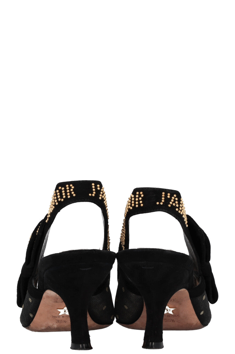 CHRISTIAN DIOR J`adior Dots Slingback Heels Mesh Black