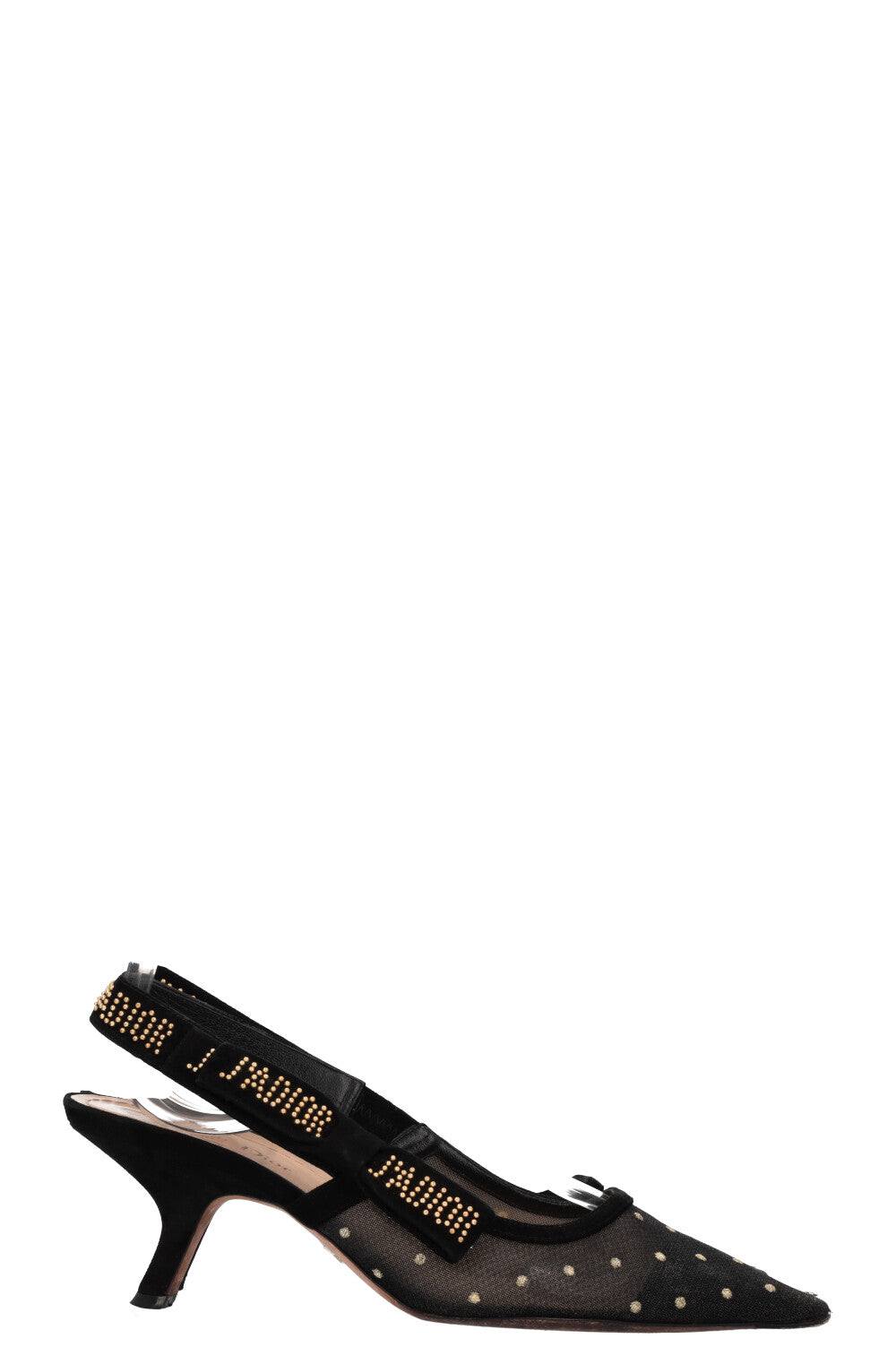 CHRISTIAN DIOR J`adior Dots Slingback Heels Mesh Black