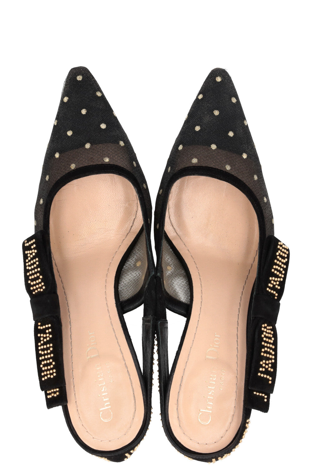 CHRISTIAN DIOR J`adior Dots Slingback Heels Mesh Black