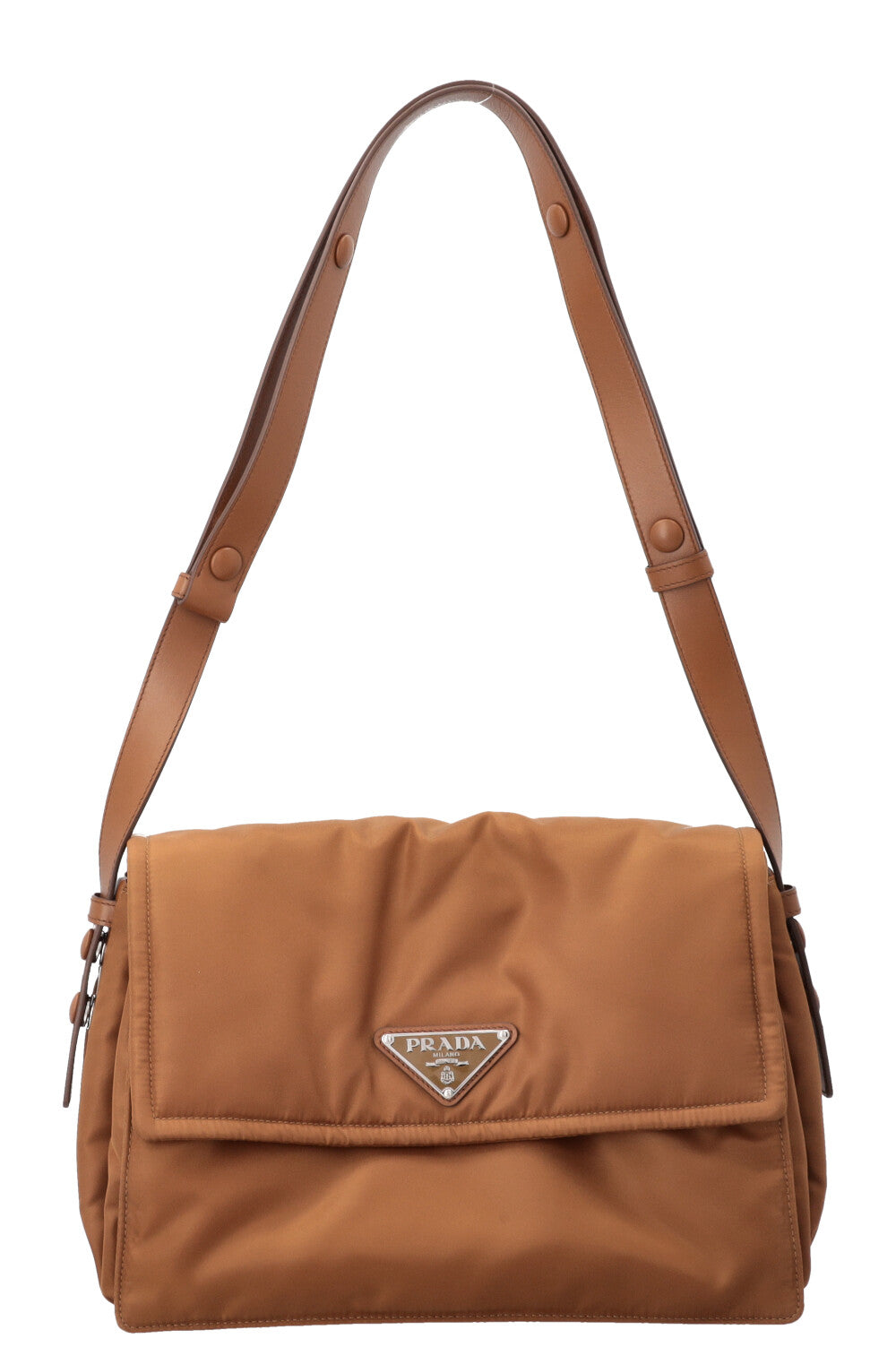PRADA Traveller Logo Bag Medium Nylon Brandy