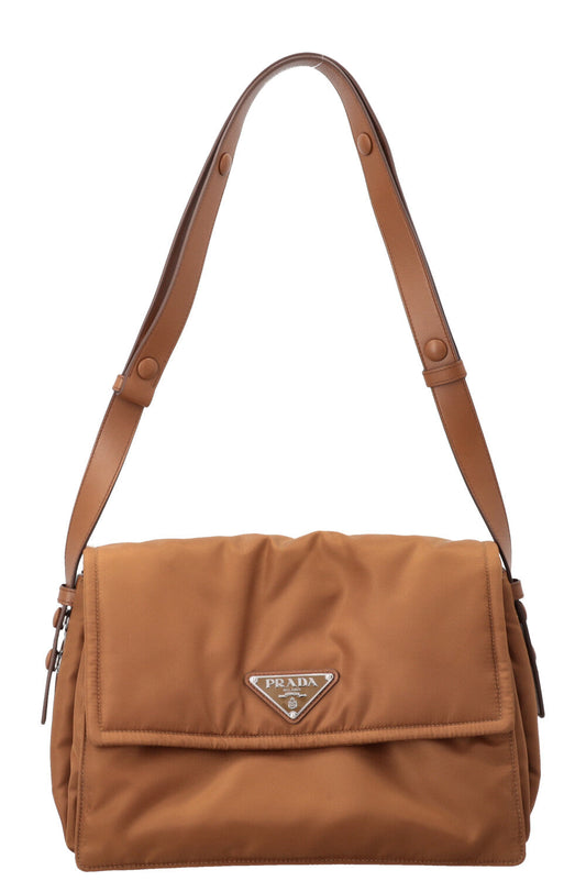 PRADA Traveller Logo Bag Medium Nylon Brandy