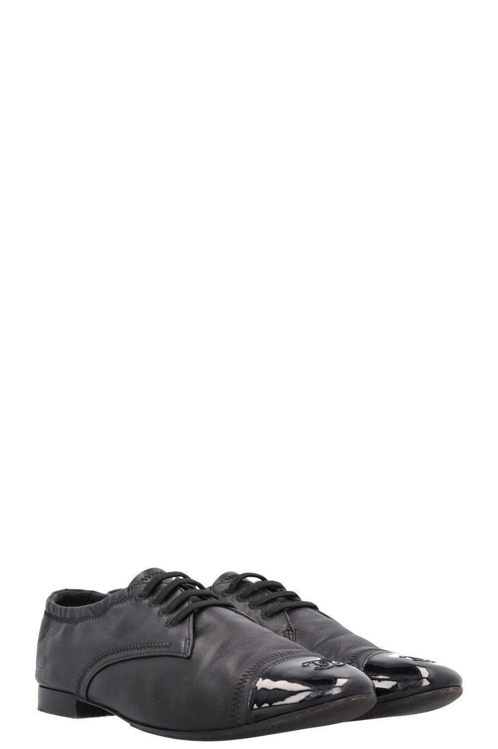 CHANEL CC Flats Leather Black