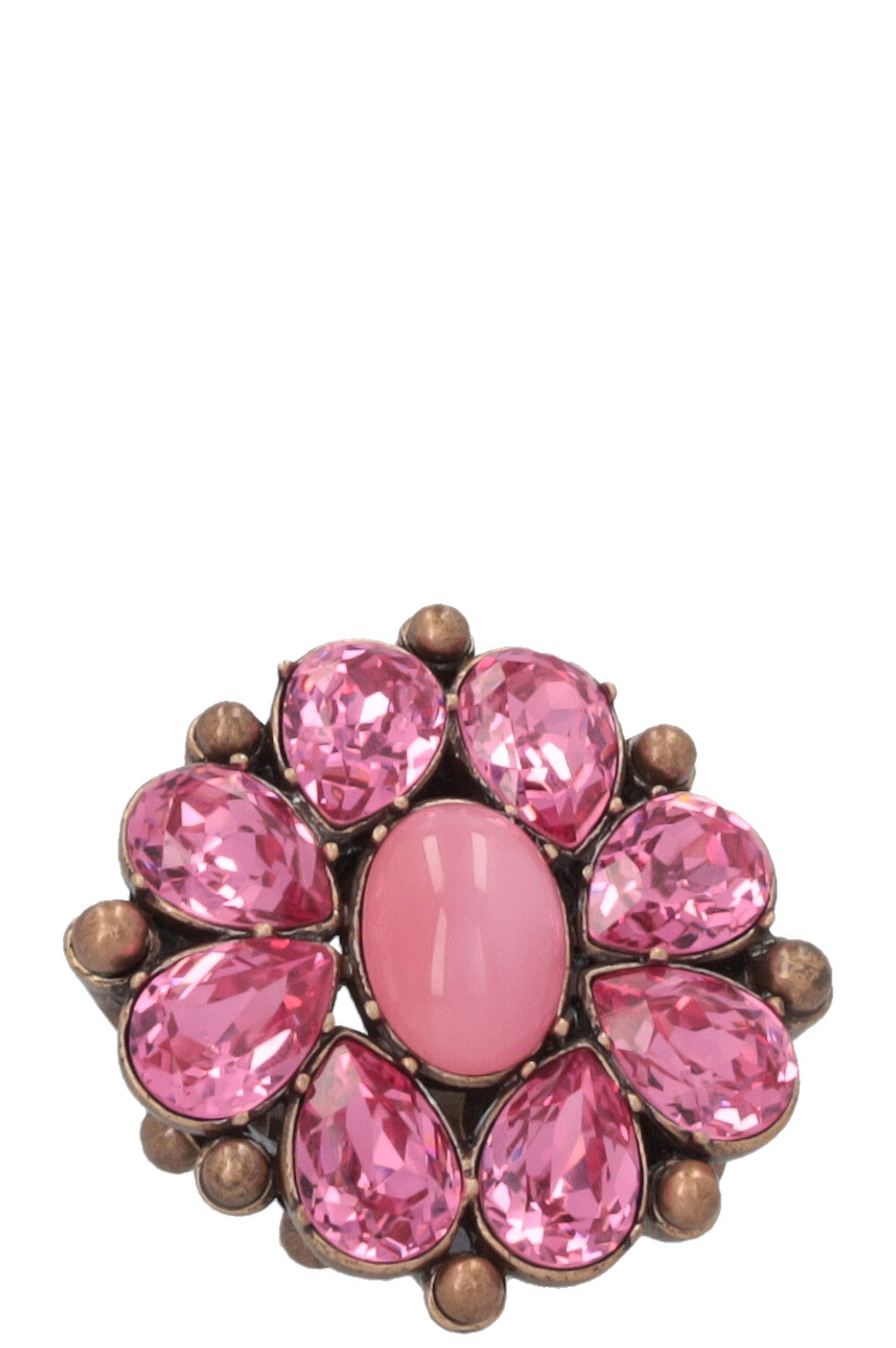CHRISTIAN DIOR Crystal Flower Cocktail Ring Pink