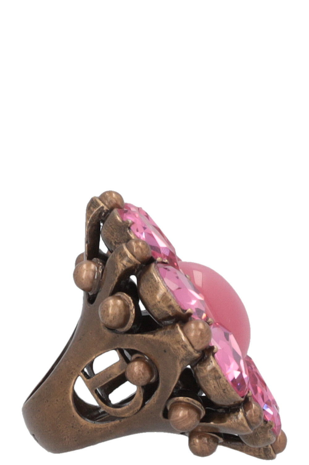 CHRISTIAN DIOR Crystal Flower Cocktail Ring Pink
