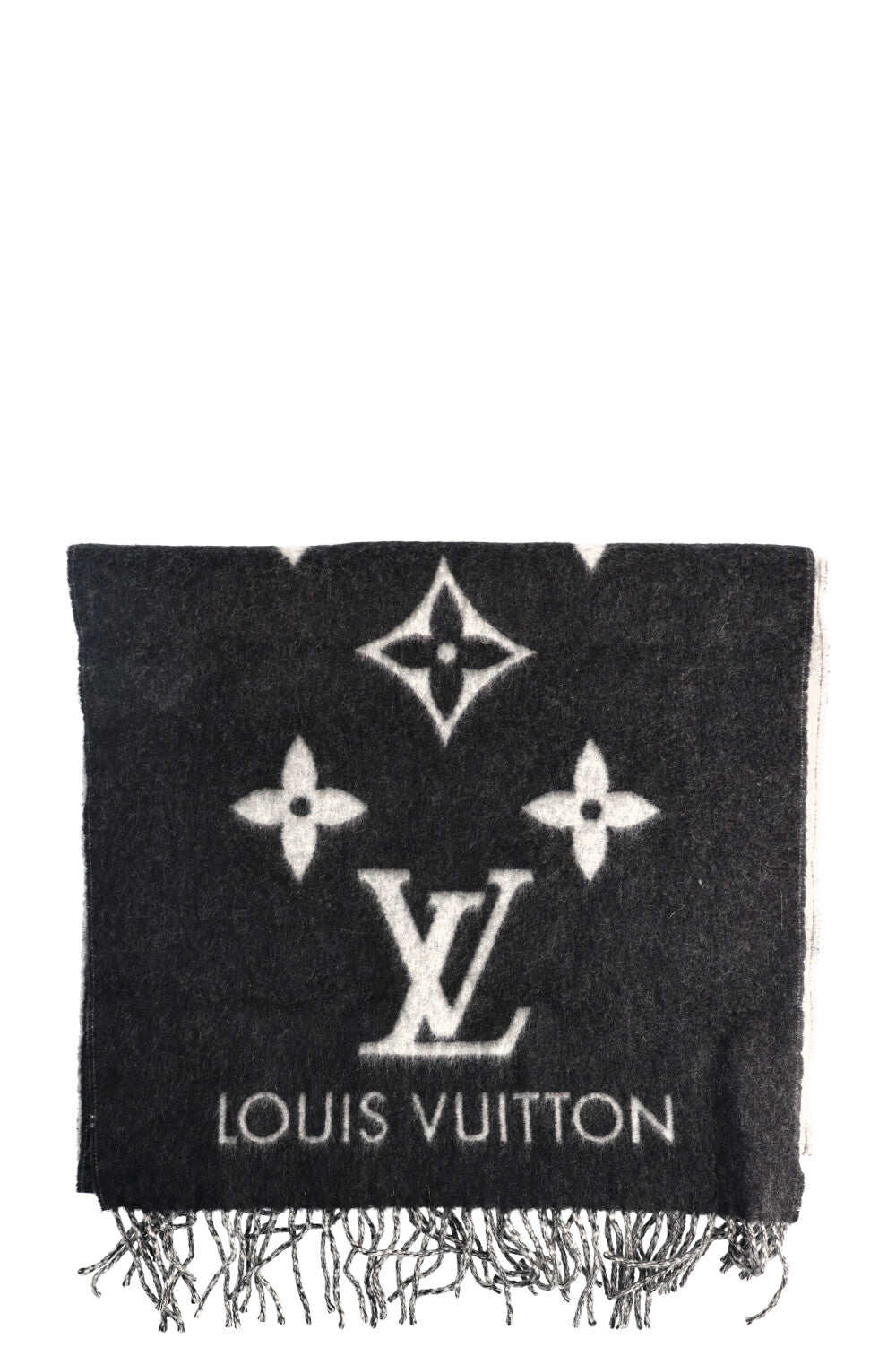 LOUIS VUITTON Scarf Cashmere Black Grey