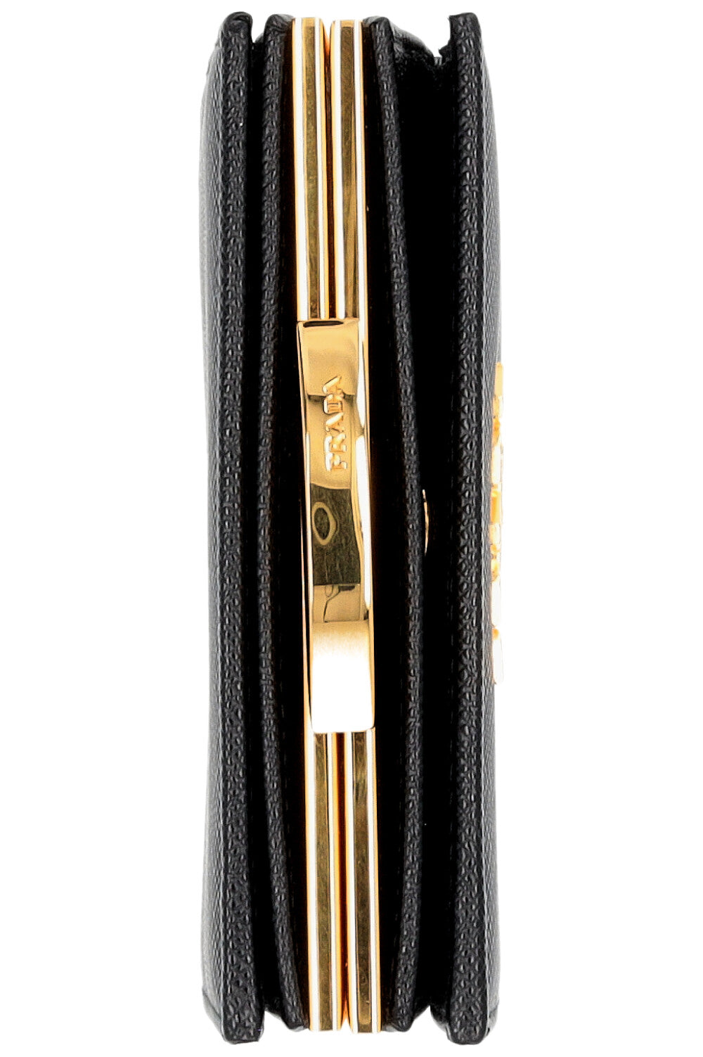 PRADA Pushlock Compact Wallet Saffiano Black