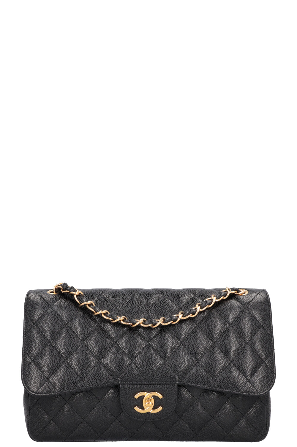CHANEL Large Double Flap Bag Caviar Black