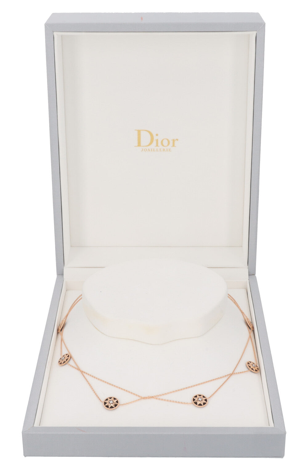 CHRISTIAN DIOR Rose Des Vents Necklace Onyx 18k Rose Gold