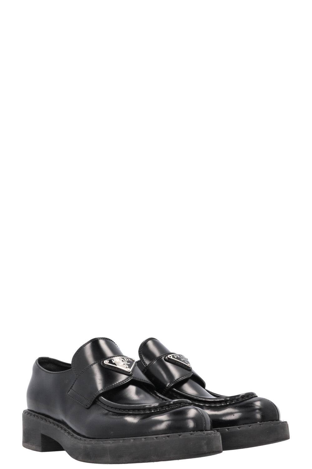 PRADA Triangle Logo Loafers Black