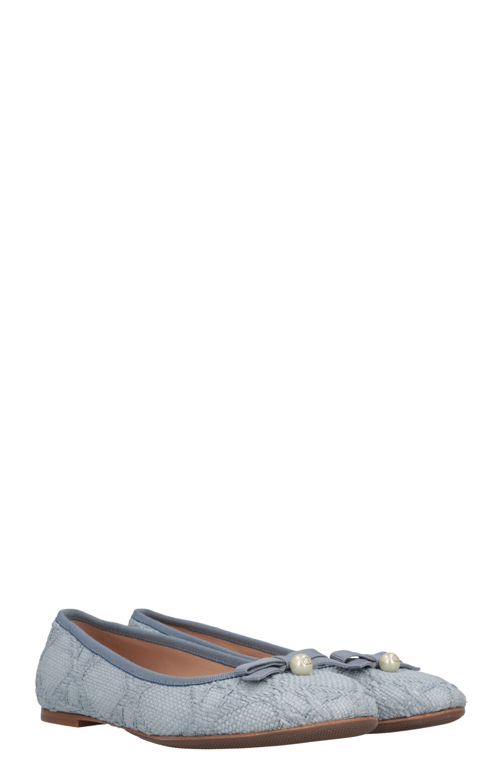 CHRISTIAN DIOR Ballet Flats Cannage Raffia Blue