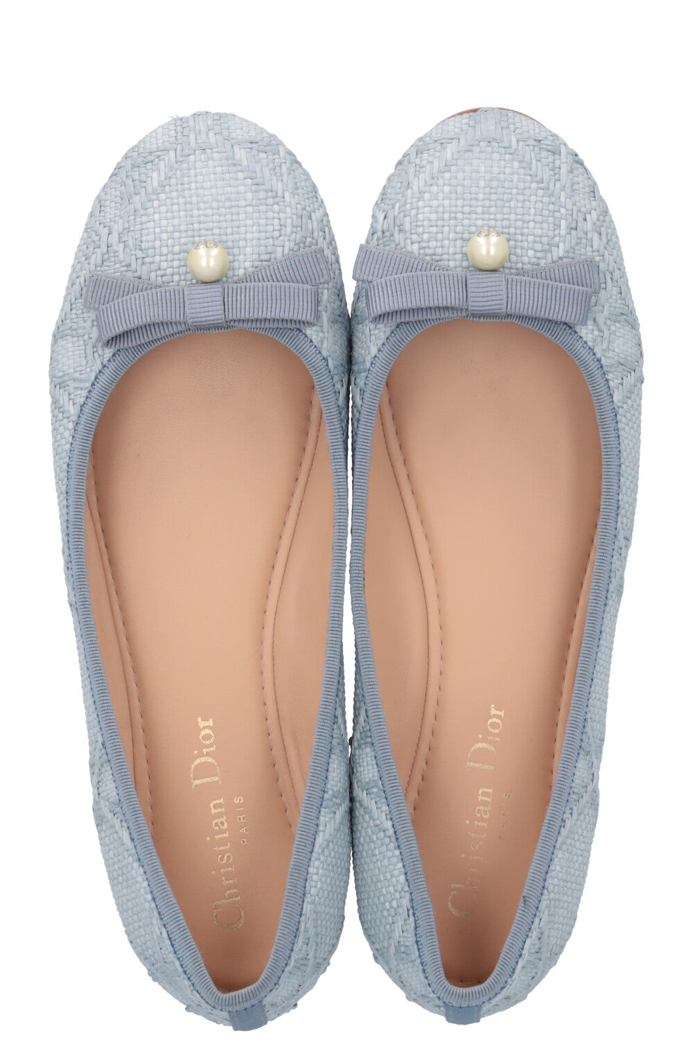 CHRISTIAN DIOR Ballet Flats Cannage Raffia Blue