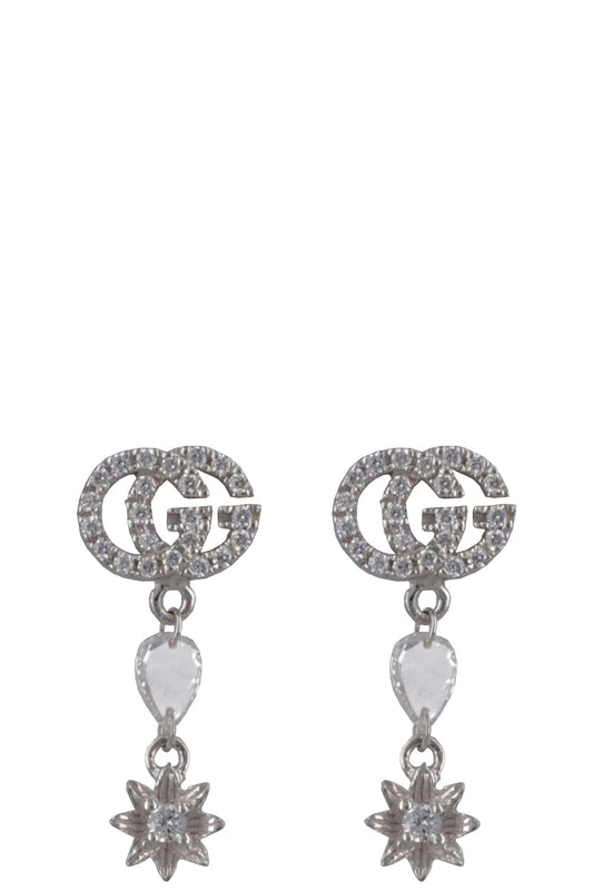 GUCCI Flora GG Diamond Earrings 18k White Gold