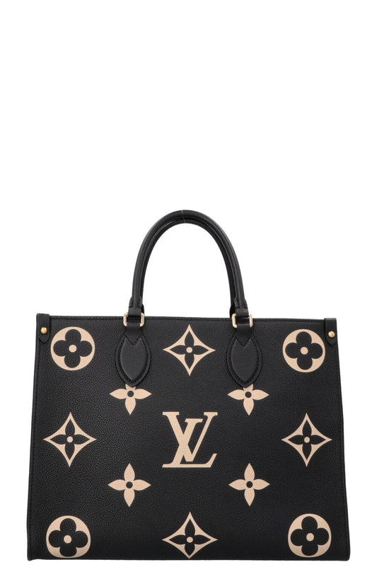 LOUIS VUITTON OnTheGo MM Tote Bag Empreinte Black Beige