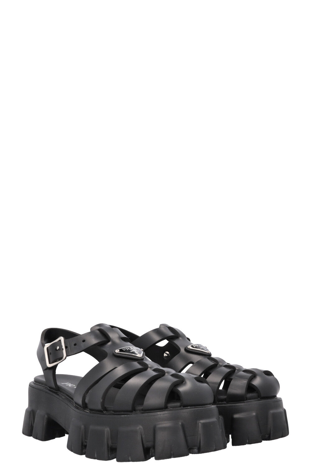 PRADA Monolith PVC Sandals Black
