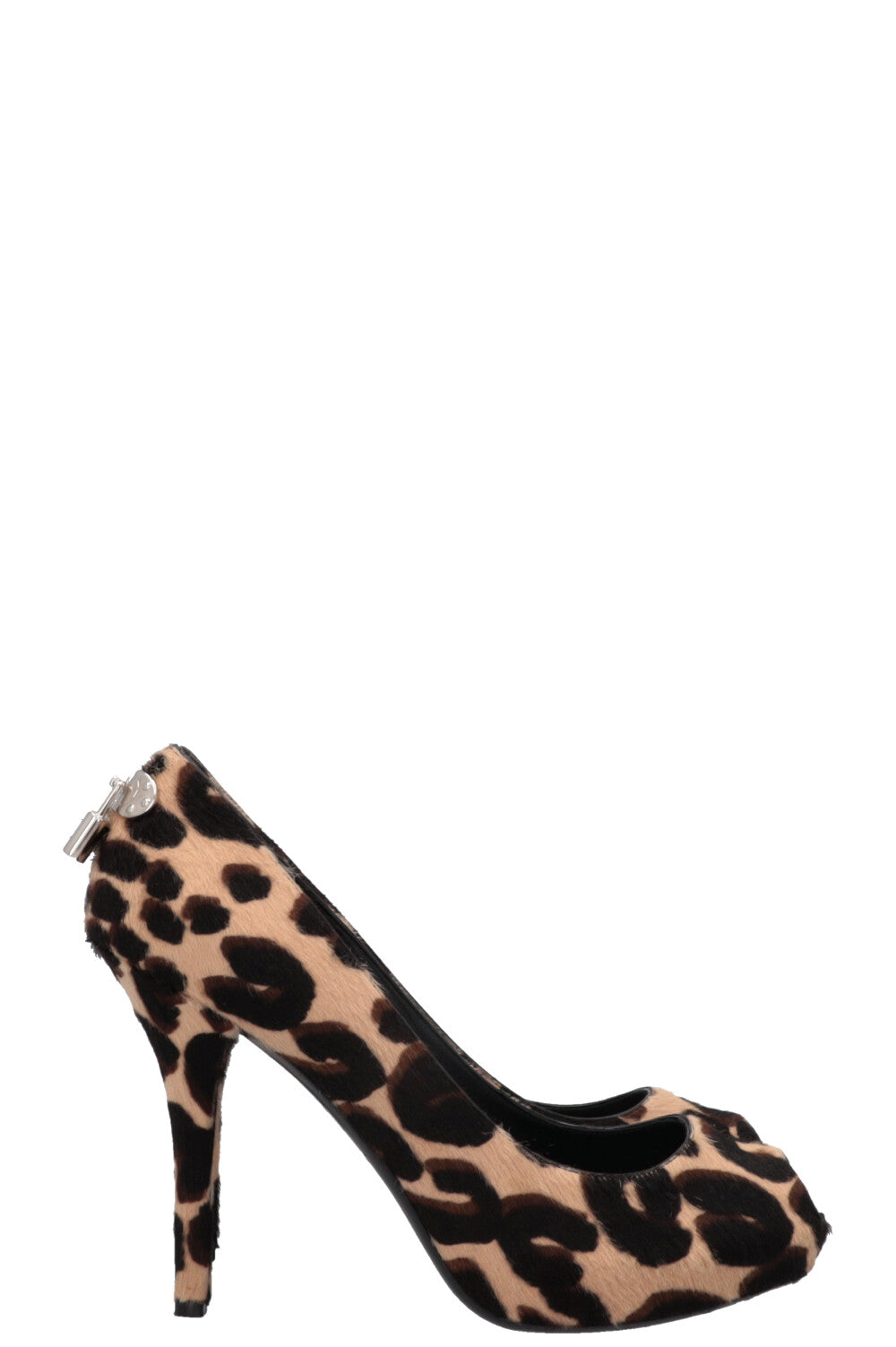 LOUIS VUITTON Cheetah Lock It Heels Brown Calf Hair